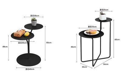 Round Iron Small Tea Table Modern Design Black Table High and Low Metal Coffee Table