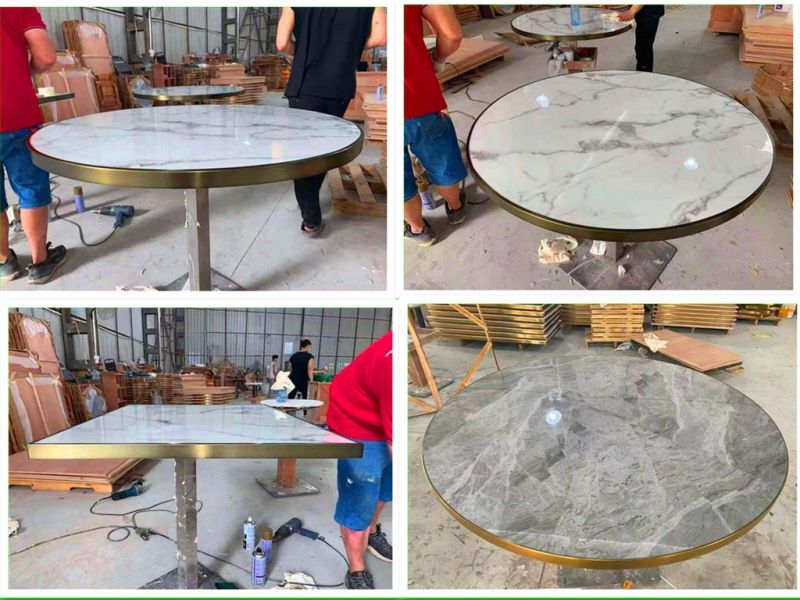 Stainless Steel Rock Board Hotel Square Table