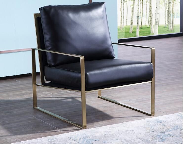 Modern Polished Silver Metal Armchair with PU by SGS