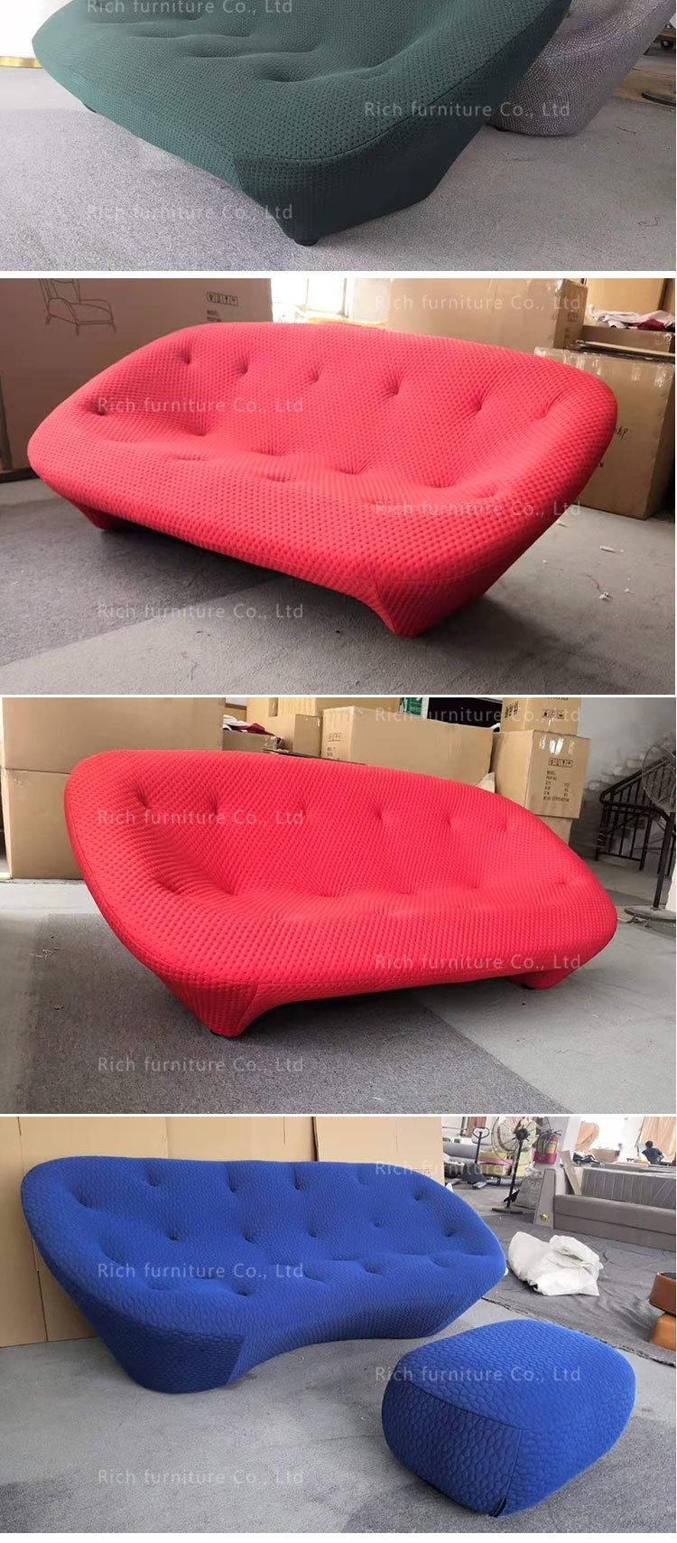 Modern Minimalist Design Two Seat Nordic Fabric Sofa Set Furniture Unique Deep Button Tufted Red Minimal Fabric Sofa