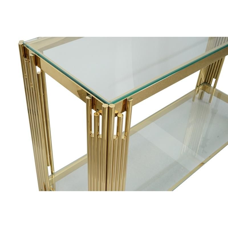 Glass Living Room Furniture Stainless Steel Mirrored Hallway Console Table