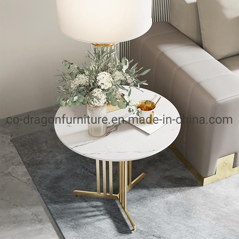 Modern Home Furniture Gold Steel Coffee Table with Marble Top