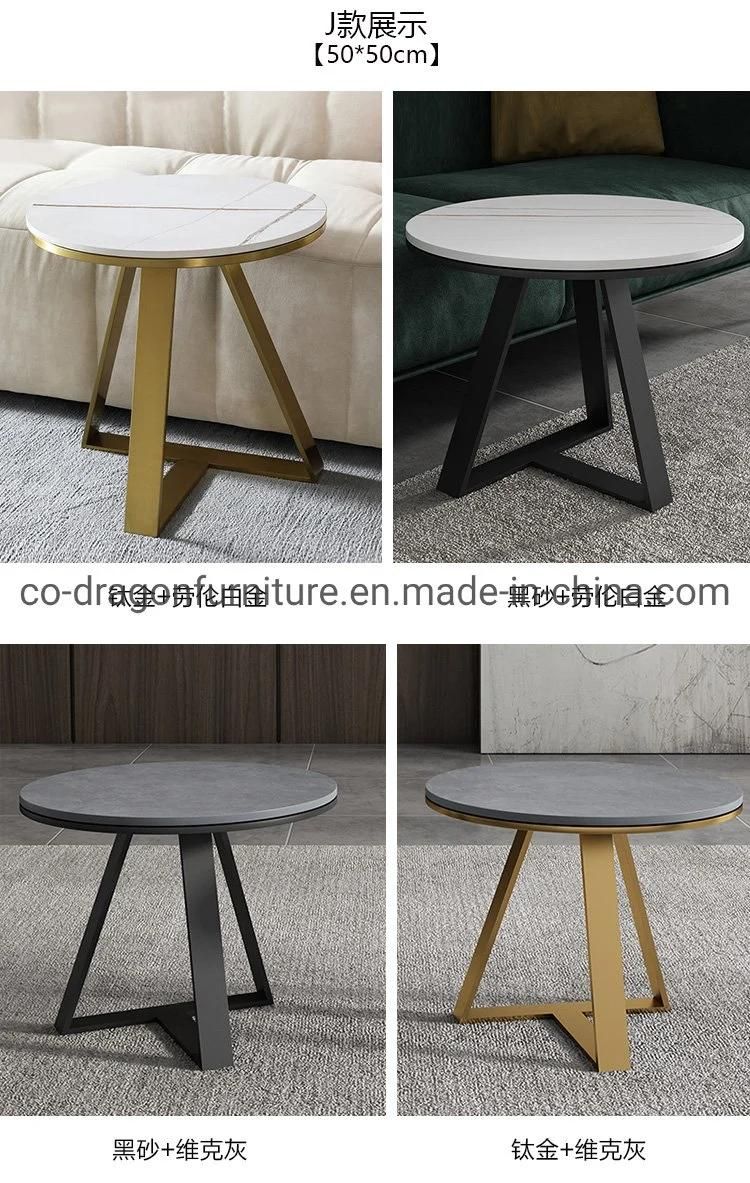 Luxury Home Furniture Stainless Steel Side Table with Marble Top