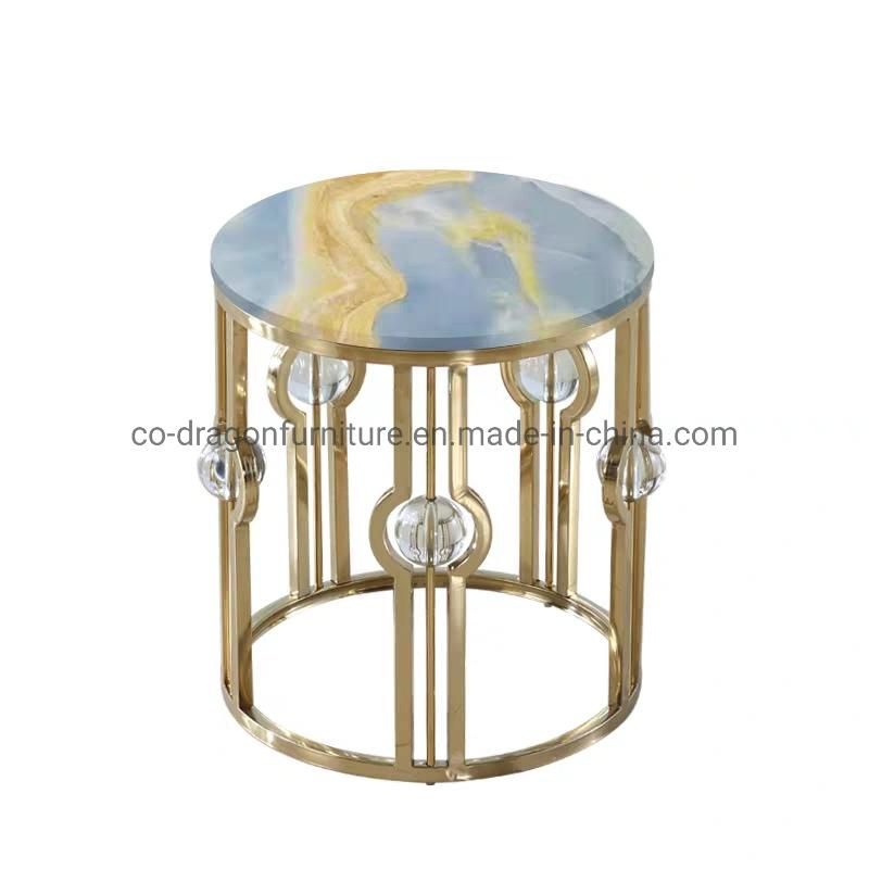 Luxury Stainless Steel Round End Table Side Table with Top