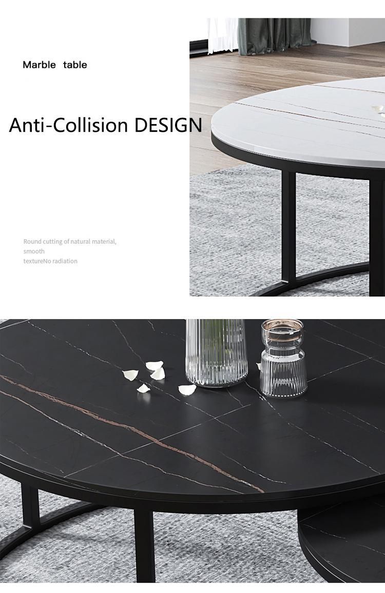 Outdoor Modern Home Living Room Furniture Metal Frame Marble Coffee Table