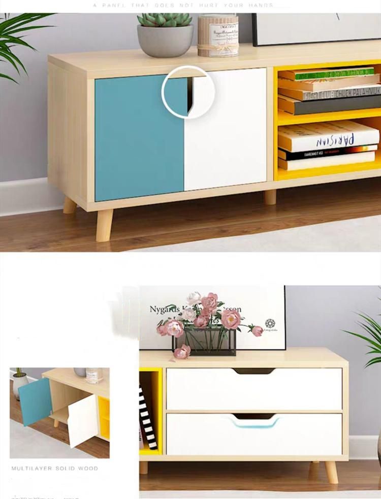 Customerized Size White Color Living Room Furniture Set TV Stand Cabinet Coffee Table with Wooden Legs