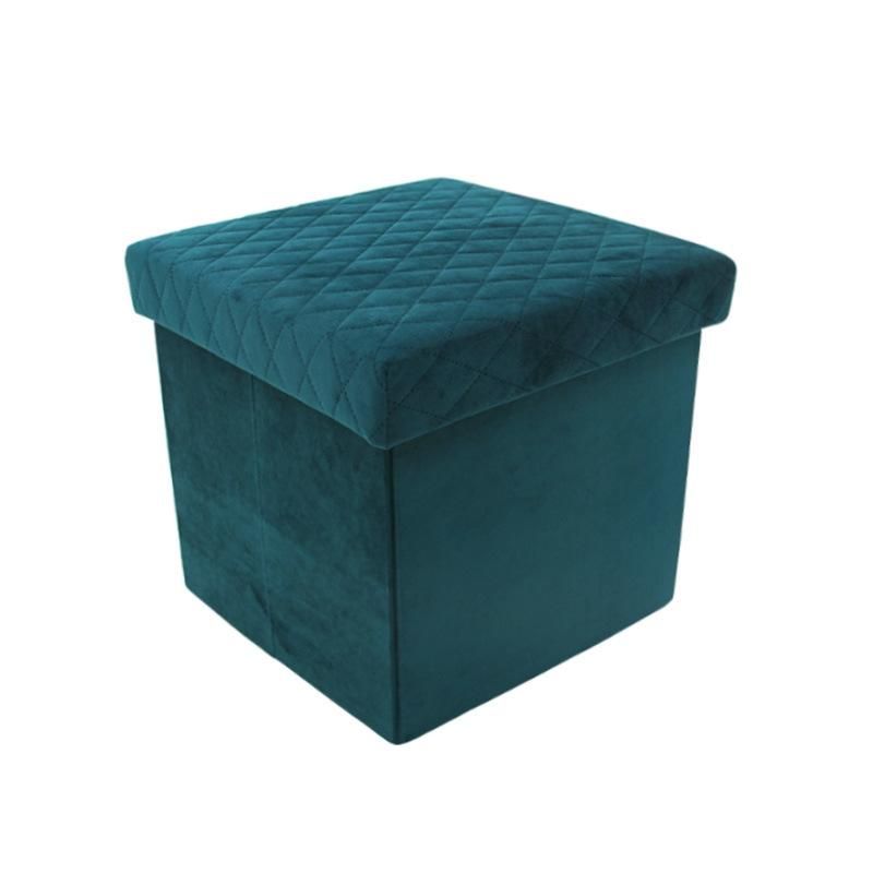 Custom Portable Shoes Changing Stool Luxury Velvet Foldable Storage Ottoman