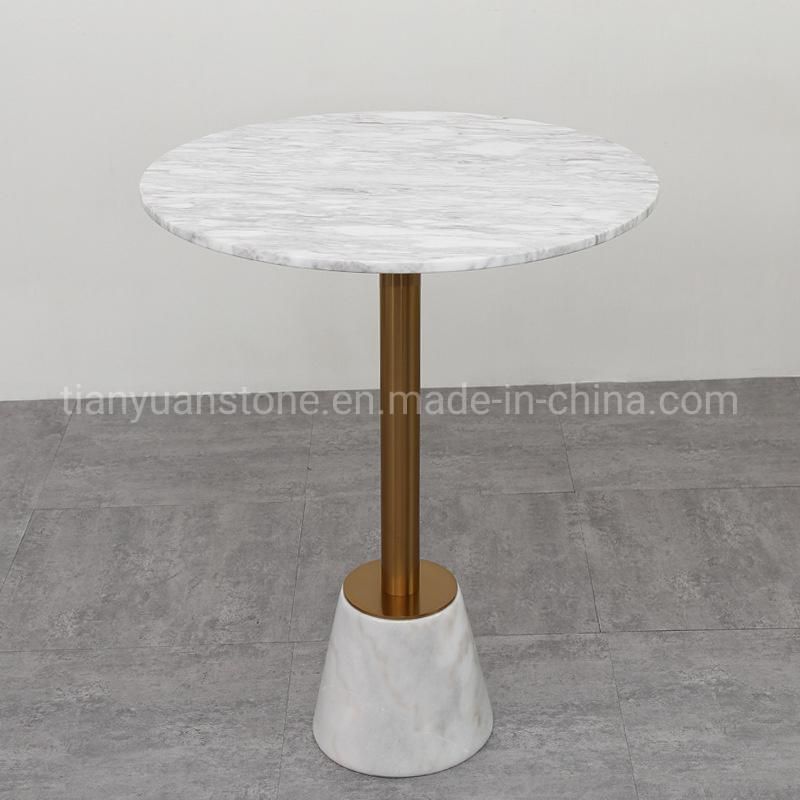 White Marble End Table Living Room Side Table