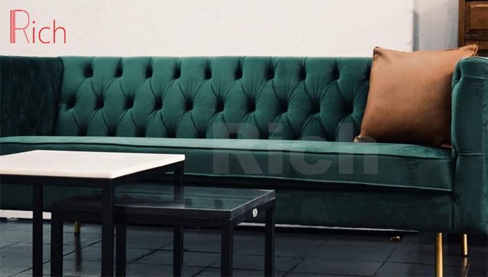 Foshan Home Decor Leisure Furniture Blue Modern Sofa Velvet