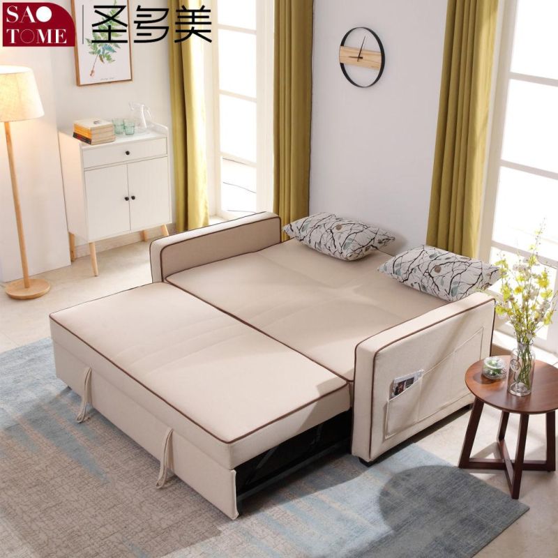 Modern Wooden Fabric Foldable Double Sofa Bed