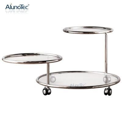 Best Price Rotating Coffee Table with Tempered Glass Double Shelf