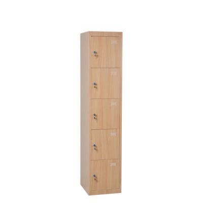 Hot Sale 5 Door Metal Locker Wood Color Gym Staff Employee School Steel Lockers