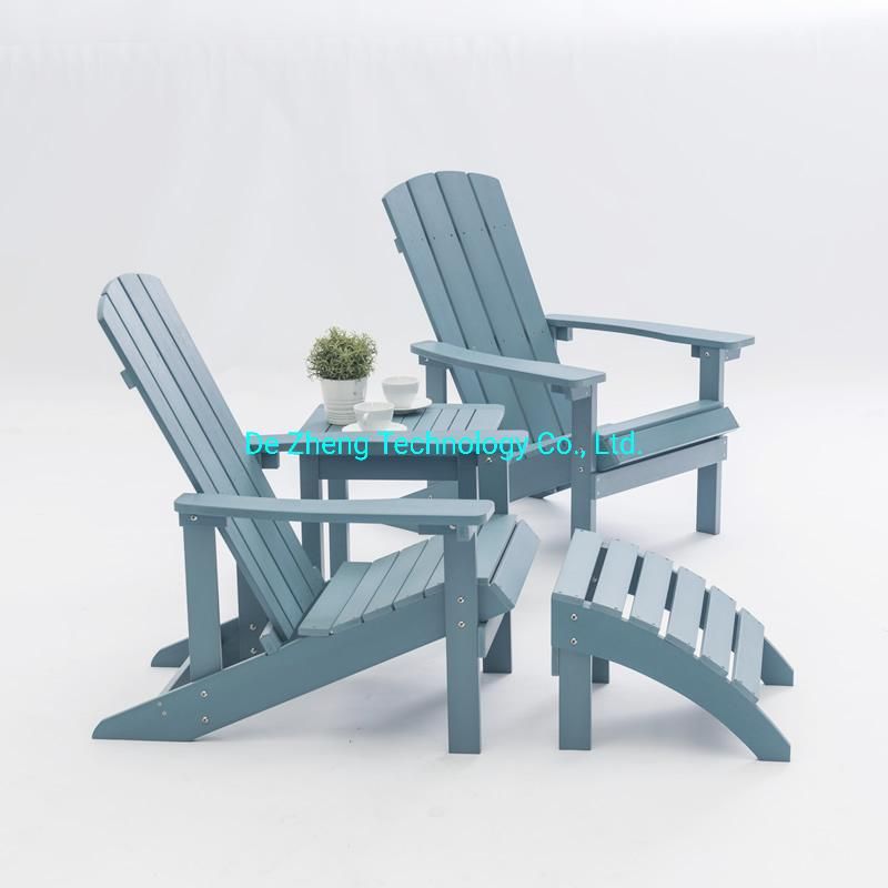 New Design Leisure Chair Ottoman Synthetic Wood Waterproof WPC Adirondack Chair Patio Furniture Set Outdoor Garden Chair Ottoman