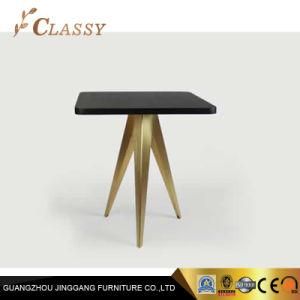 Modern Glass Marble Coffee Table Side Table with Brass Metal Base