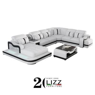 America Living Room Home Furniture LED Sofa U Shape Sofas