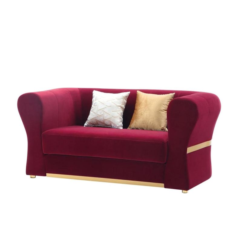 Hotel Furniture modern Design Red Color Velvet Fabric Sofa Set for Living Room