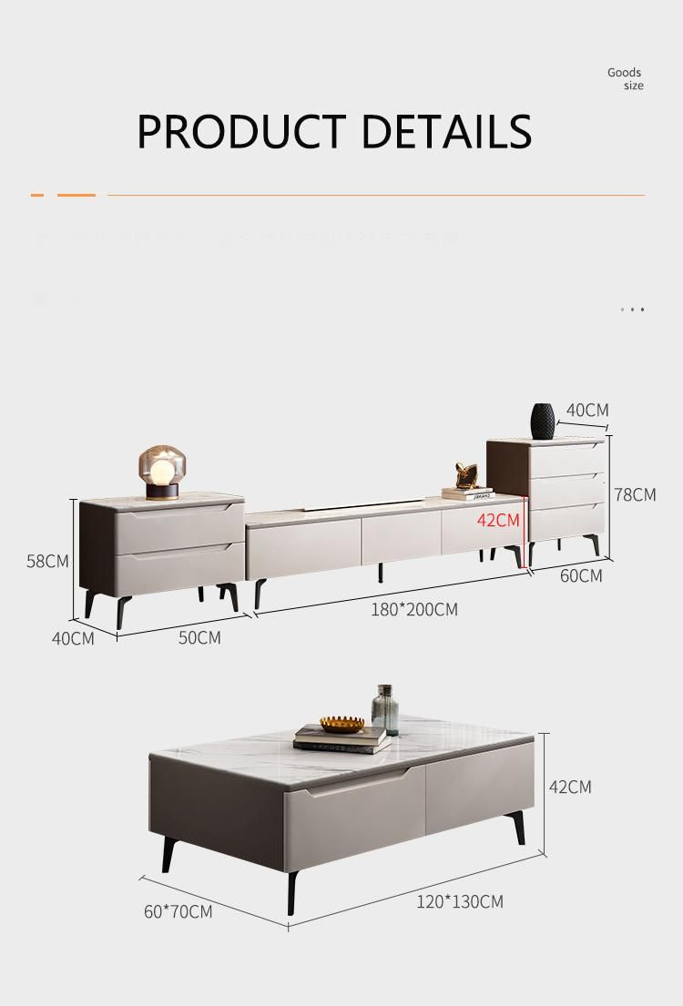 Factory Multifunction Television Cabinet Combination Table Sets Marble TV Stand