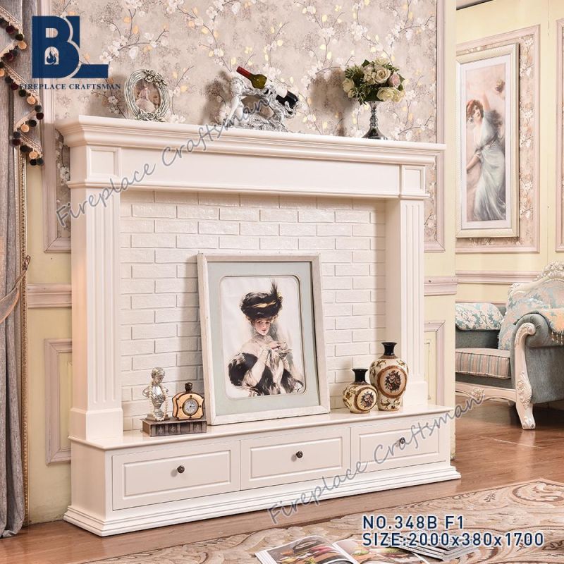 TV Stand Mantel of Fireplace White Fashion for Home Decor 348b