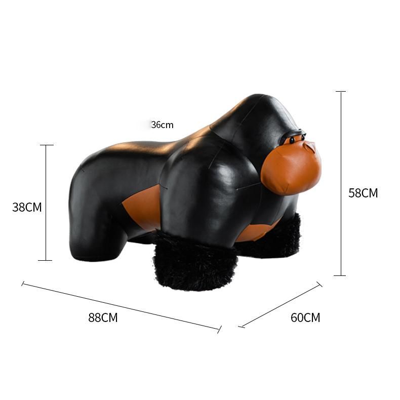 Li&Sung Animal Wooden Gorilla Leg Stool Ottoman