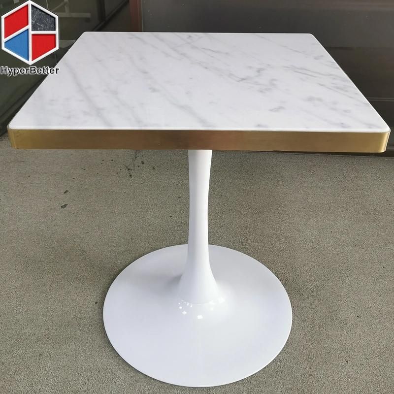 Artificial Marble Table Top 80cm with Black Tulip Base Center Table