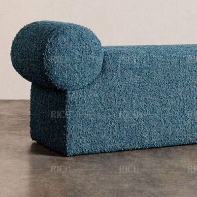 Teddy Boucle Fabric Long Ottoman Bench