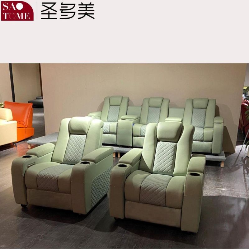 Private Theater Leather Double Armrest Unit Retractable Functional Sofa