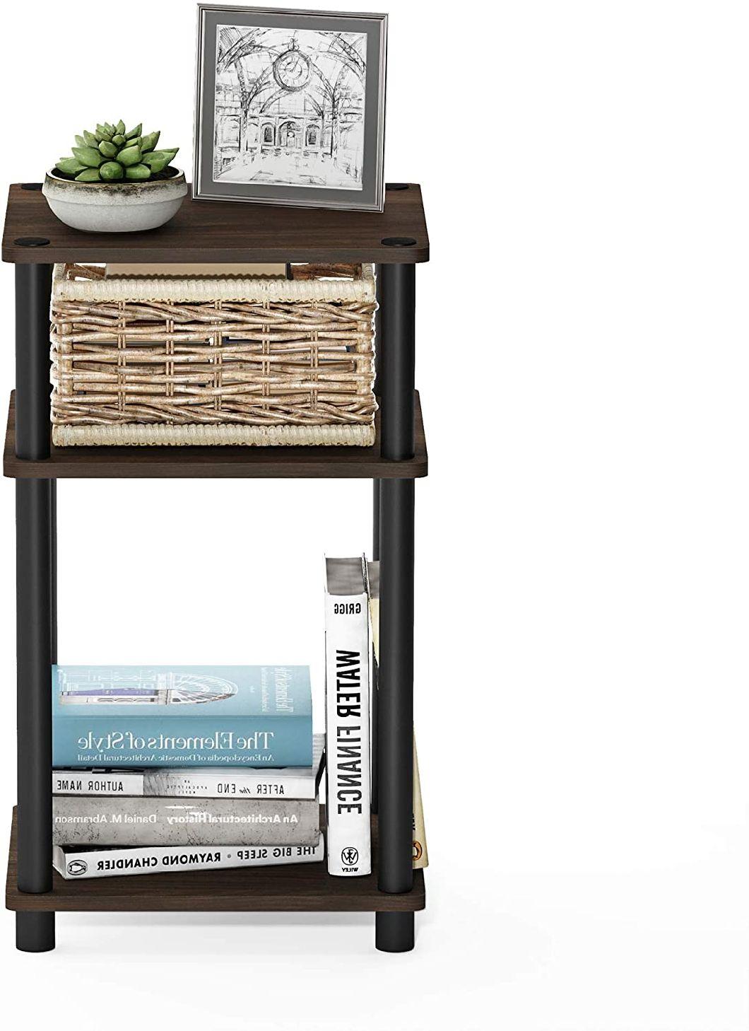 2021 Simple Style Walnut/Black Just 3-Tier End Table