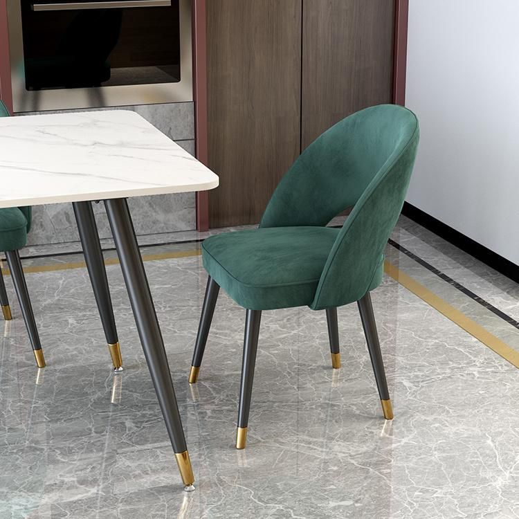 Nordic Light Luxury Simple Fashion Dining Chair Golden Hong Kong Style Hotel Matching Flannelette Stool Dining Table and Chair