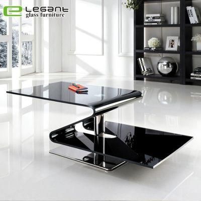 Z Shape Coffee Table with Stainless Steel Base