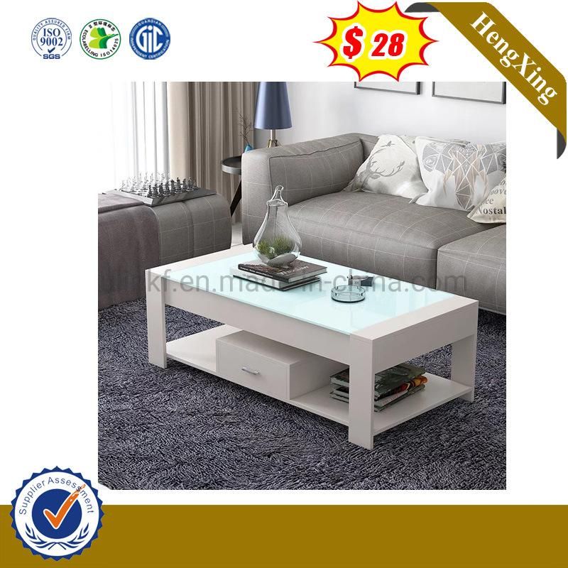 Chinese Furniture White Glass TV Cabinet Wooden Coffee Home Table (UL-6002)