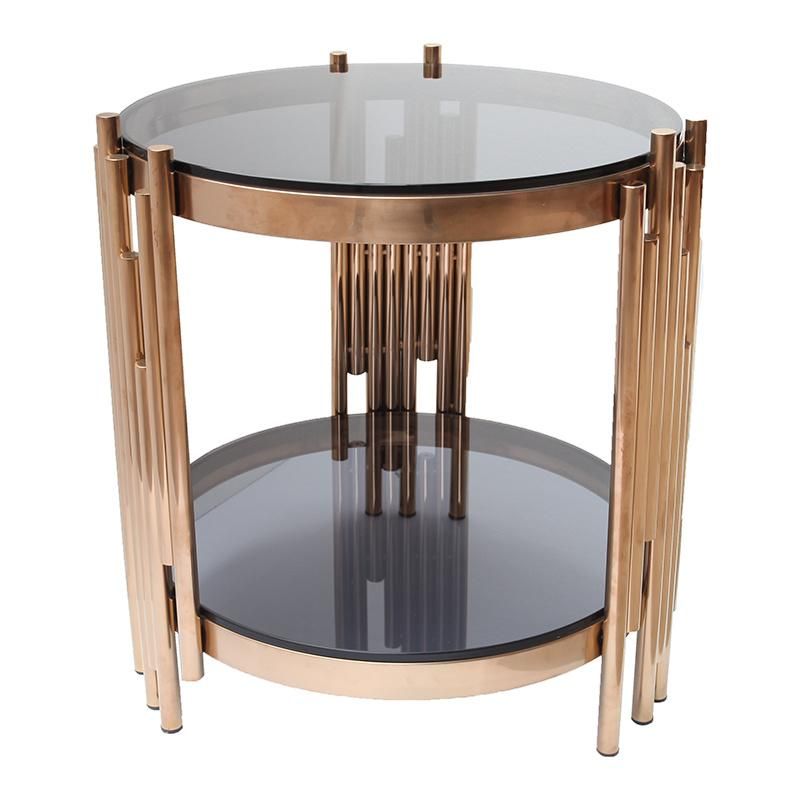 End Table Small Side Tables with Termepred Glass Gold Metal Furniture for Bedroom&Living Room