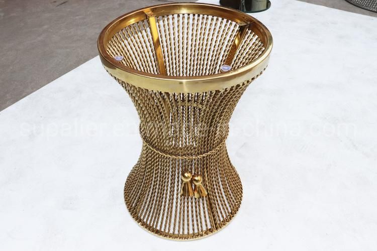 Latest Rattan Design Hotel Steel Side Table with Mirror Glass