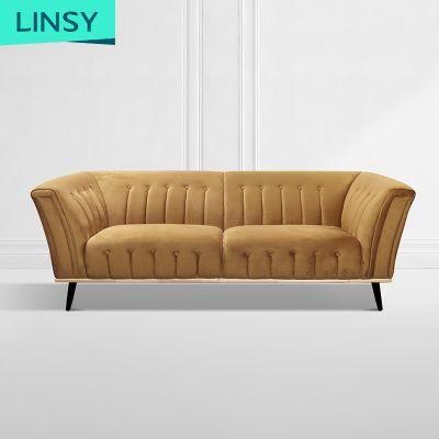 Linsy Nordic Italian Style Orange Curved Fabric Sofa Furniture Jym2183