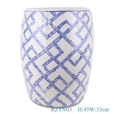 Geometric Line Bamboo Pattern Ceramic Home Chairs Garden Drum Stool