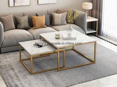 Living Room Metal Furniture Frame Center Marble Tea Table