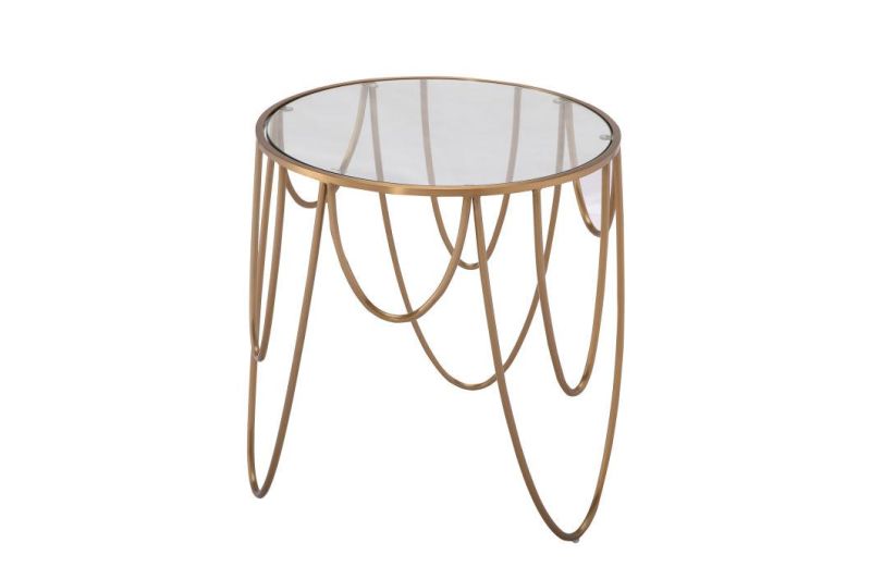 Flash Furniture Greenwich Collection Glass Coffee Table with Matte Gold Frame