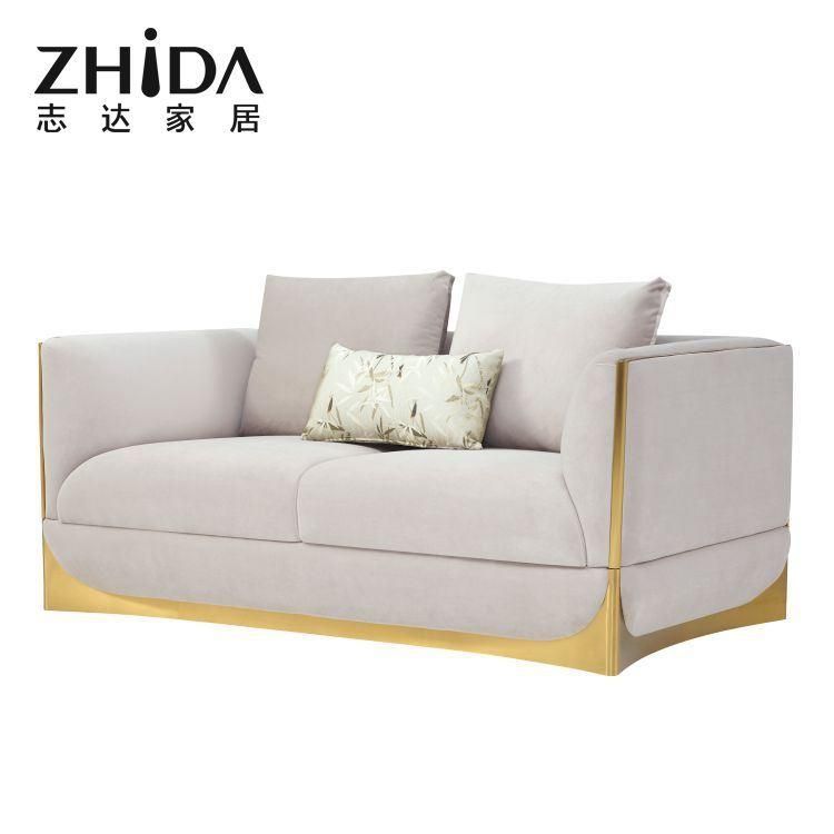 Hot Sale Italian New Luxury Style Sofas Comfort 3+2+1 Seater Stainless Steel High-End Villa Sofa Foshan Manufacturer Directly Sale