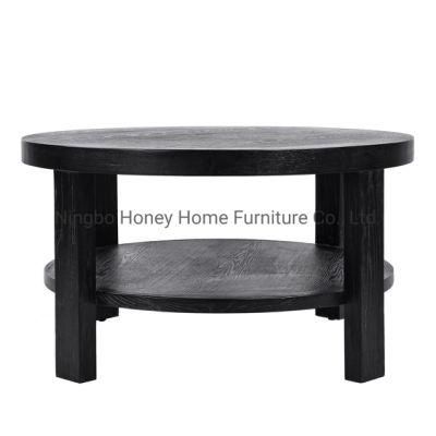 Modern Solid Oak Wood Living Room Furniture Big Round Coffee Table