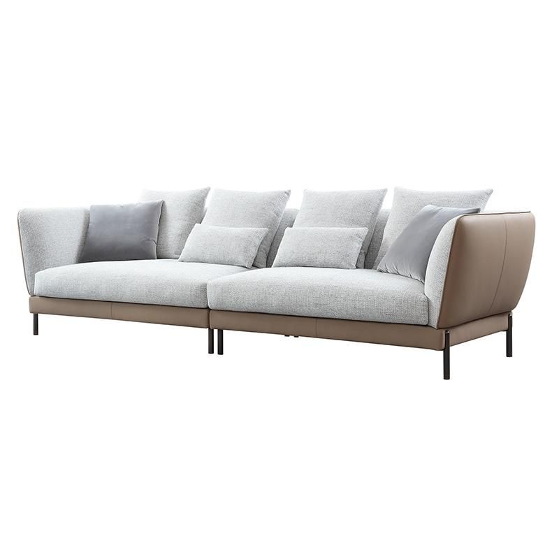 Italian Style Contemporary Sectional Sofas L Shape Villa Use Feather Down Leisure Lazy Sofas Couch Foshan Furniture Manufacturer