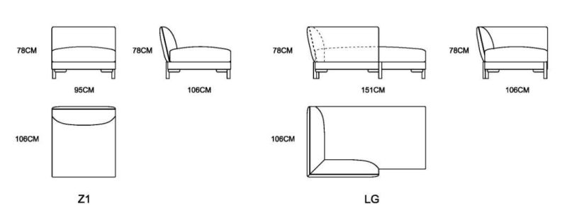 Italy Design High End Home Furniture Manufacturer Modern Living Room Couch Set 1 2 3 Seater Wooden Leg Sectional L Shape Fabric Leather Sofa for Villa