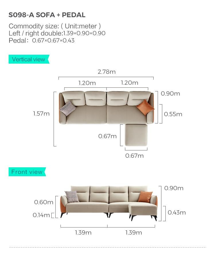 Linsy Modern European Home Furniture Fabric Corner Sofa S098