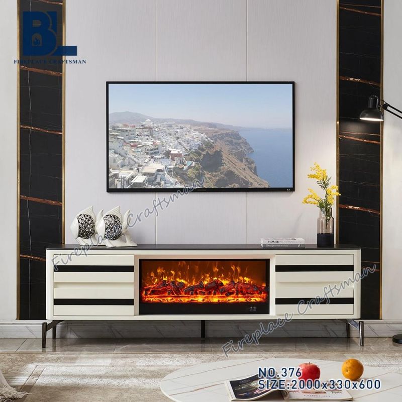 Home/Bedroom Furniture Fireplace Heater Wooden Modern Indoor Entertainment Console TV Stand with Cabinet for Living Room Decoration