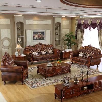 Factory Wholesale Classical Leather Sofa for Living Room Furniture