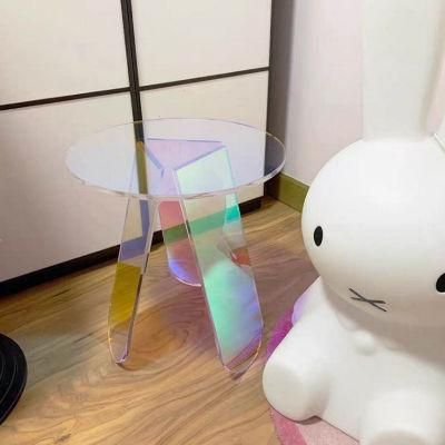 Round Transparent Acrylic Coffee Table Side Table Home Furniture Gradient Color End Table