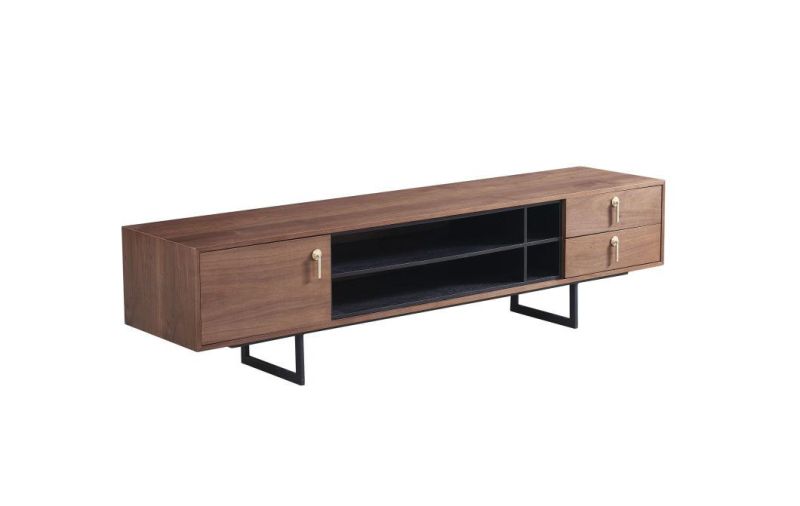 Dg-903 Wooden TV Stand/MDF /Walnut Veneer/ Metal Coating Base