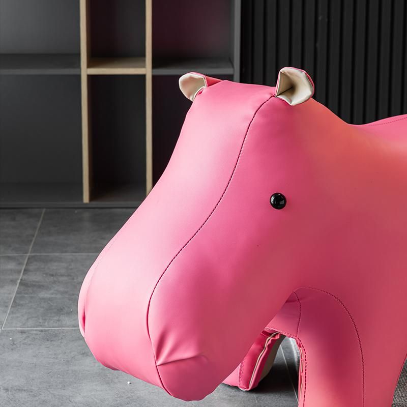 Li&Sung Modern Hippo Wooden Leg Animal Shaping Ottoman Stool