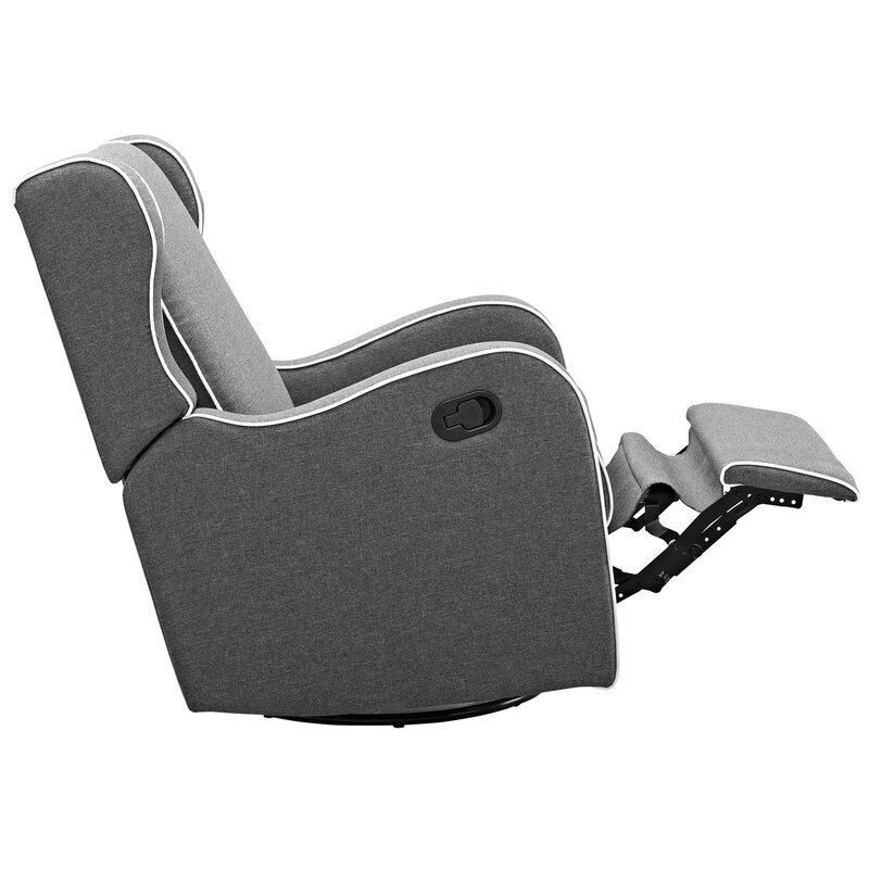 Jky Furniture Fabric Rock and Swivel Recliner Chair with Deep Wingback