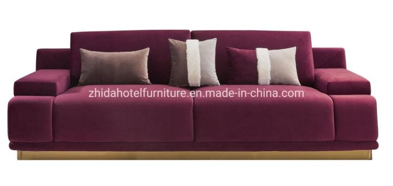 Hotel Living Room Furniture Reception Bedroom Fabric Wooden Metal Sofa