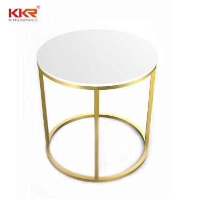 Small Round Coffee Table with Solid Surface Stone Top Ss Bracket (KKR-200218-4)