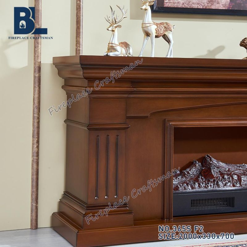 Factory Wholesale Indoor Freestanding Wood Electric Fireplace TV Stand with Wood Burning Stove